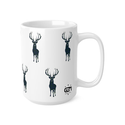 Tartan Stag Mug - Miller Tartan, Coffee Cup, Tea Cup, Scotland, White