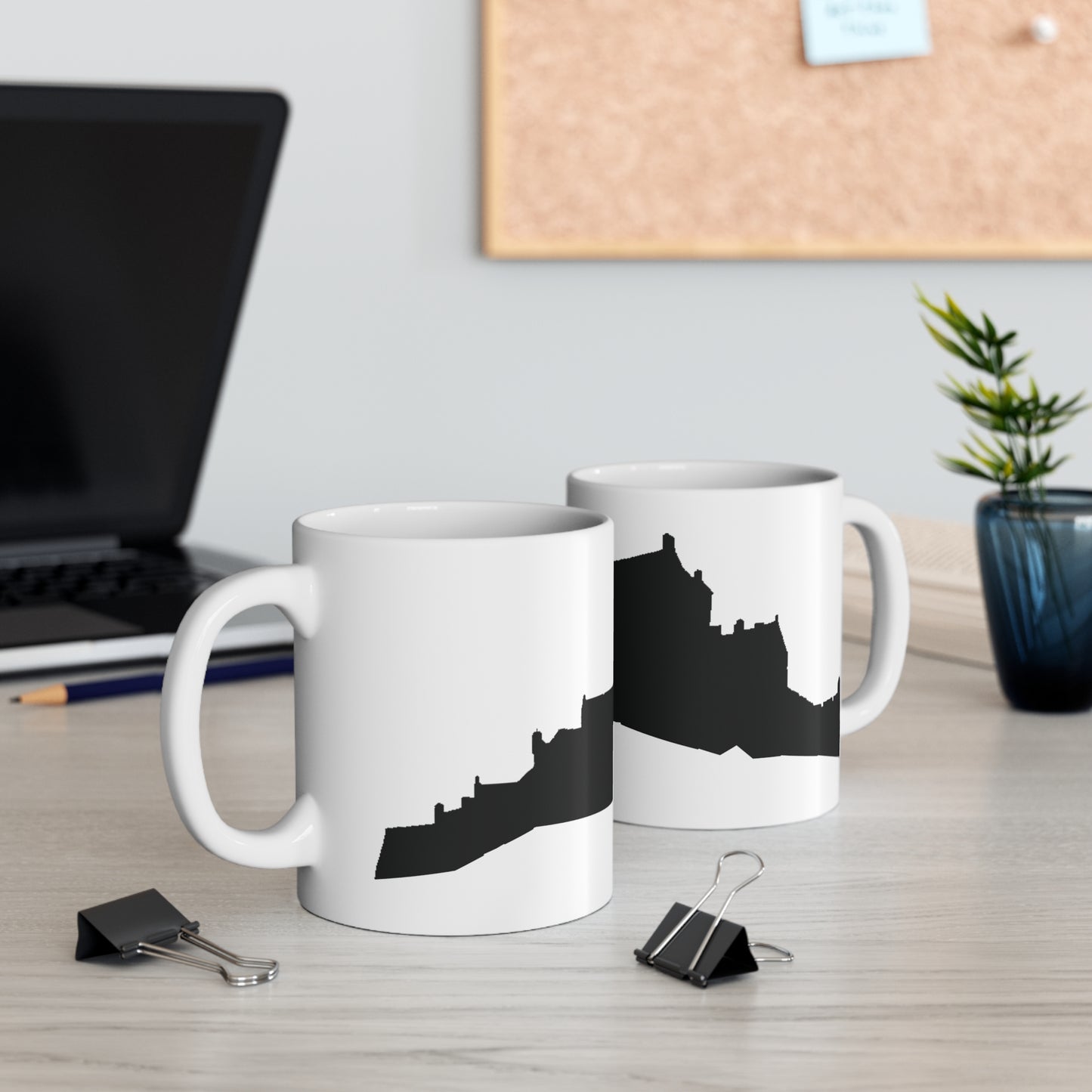 Edinburgh Castle Silhouette Art Mug, White