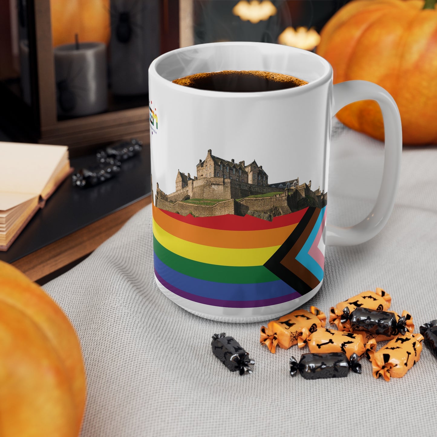 Pride Progress Rock Edinburgh Castle Photo Mug, White