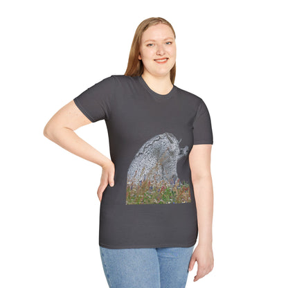 Kelpies with Meadow No Sky Photo Softstyle Unisex T-Shirt, Scottish Tee