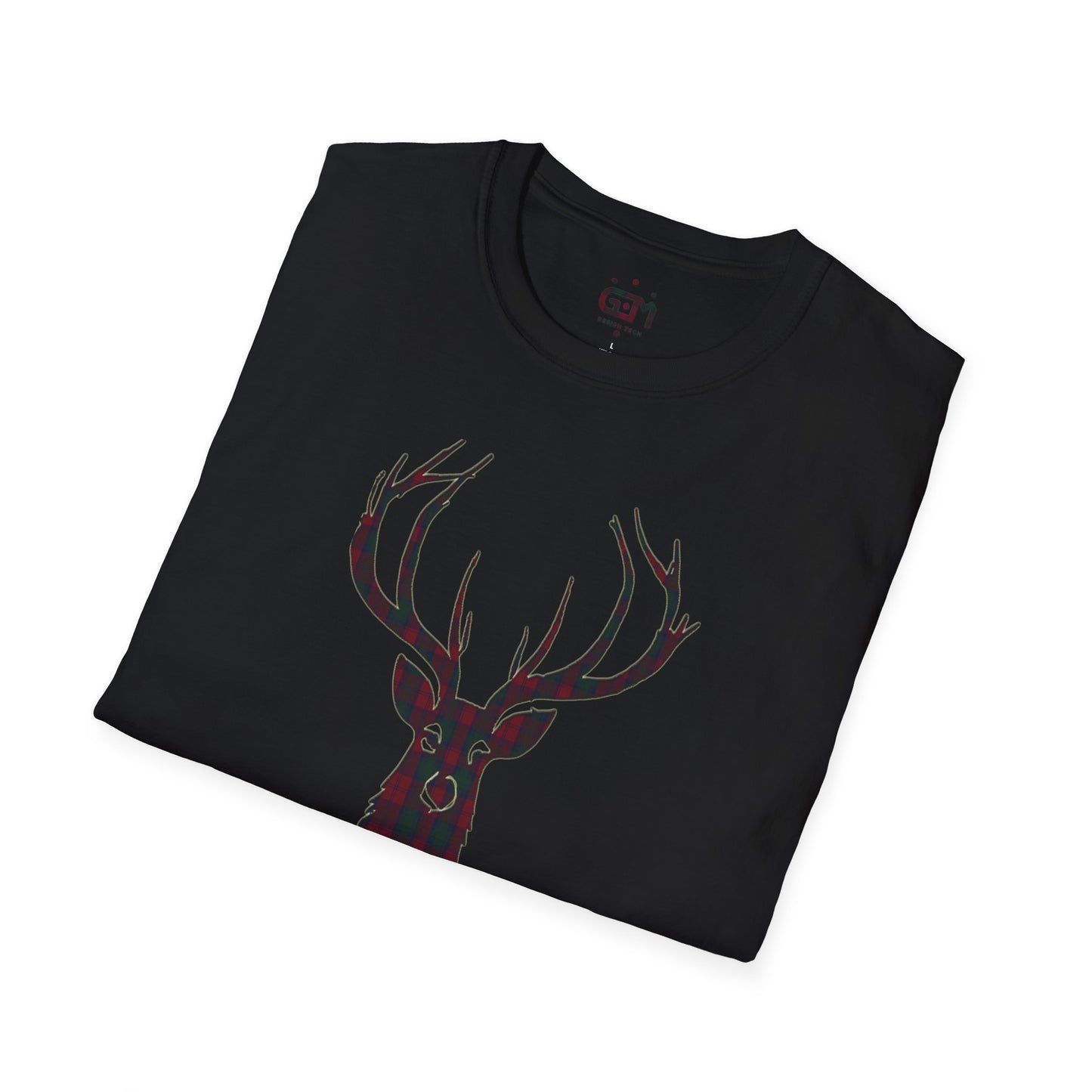 Tartan Stag Softstyle T-Shirt - Lindsay Tartan, Unisex Tee, Scottish Scenery, Various Colours