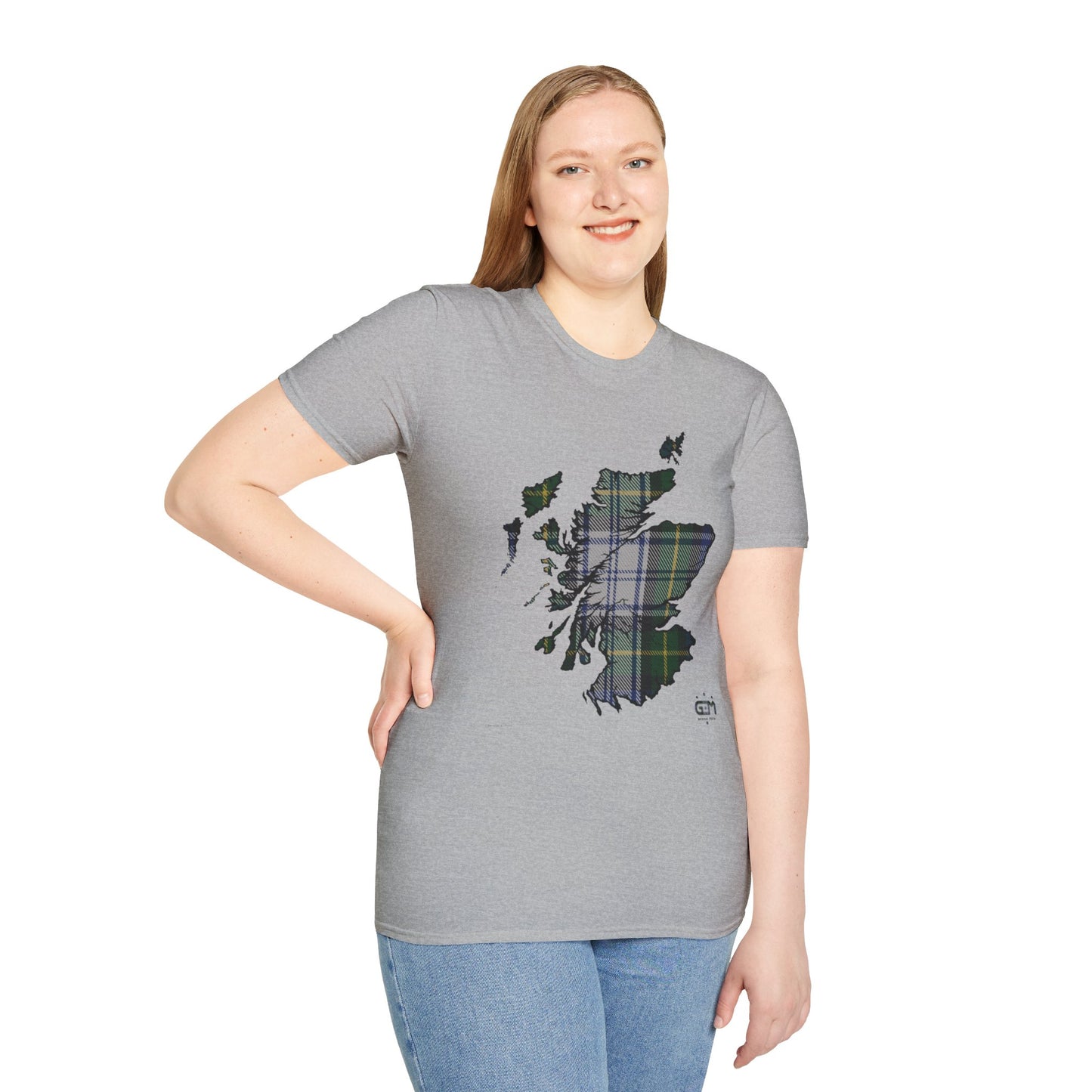 Tartan Scotland Map Softstyle Unisex T-Shirt - Gordon Dress Tartan Tee