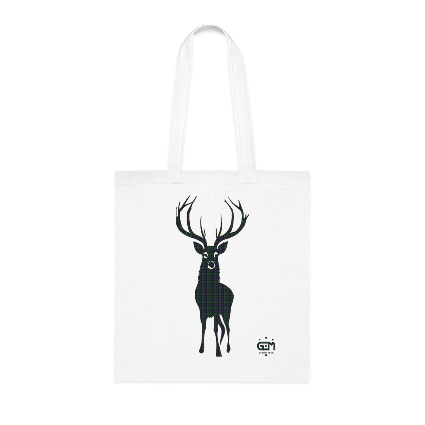 Reversible Scotland Tartan Stag Cotton Tote Bag - Argyle Tartan