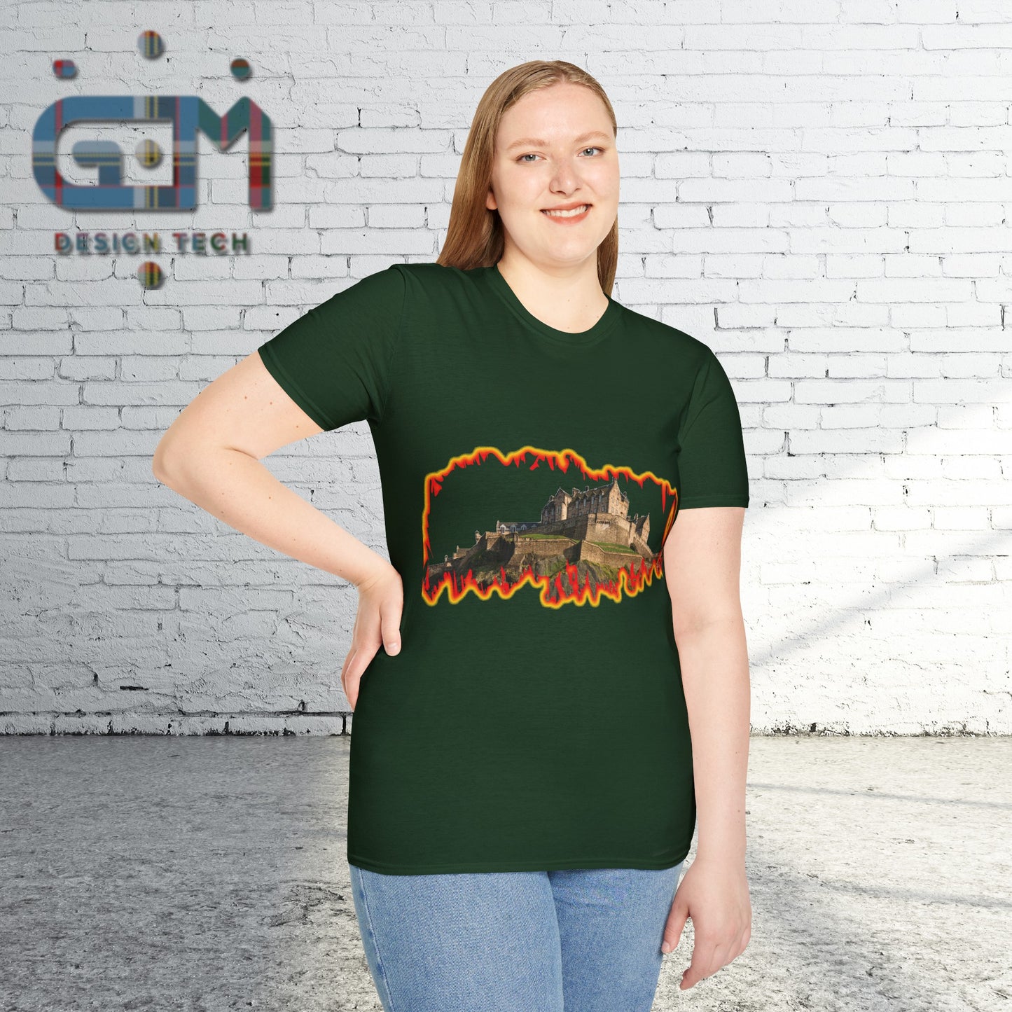 Edinburgh Castle Photo Fire Effect Unisex T-Shirt