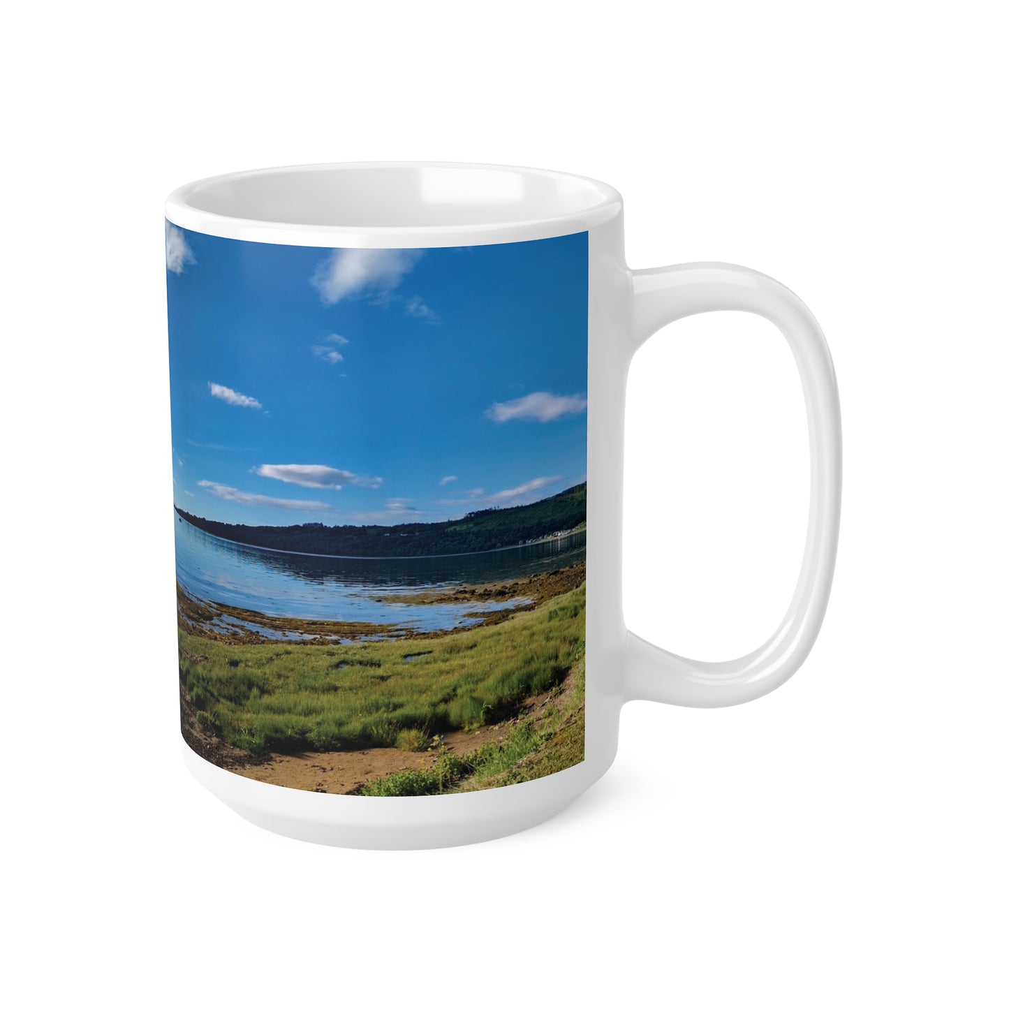 Holy Isle from Arran Photo Mug, White