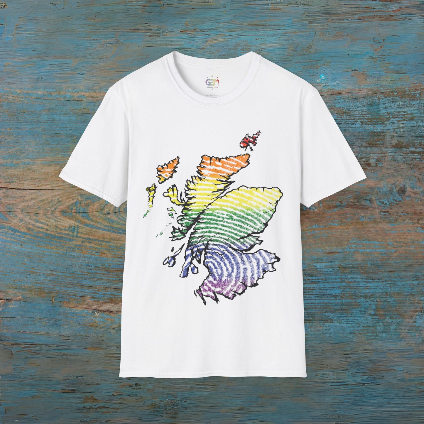 Pride Fingerprint Scotland Map Unisex T-Shirt, Various Colours