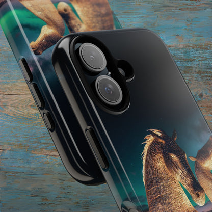 Kelpies Northern Lights Art Phone Case, Scotland, Apple