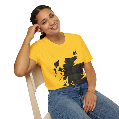 Scotland Tartan Map Softstyle Unisex T-Shirt, Argyle Tartan, Various Colours