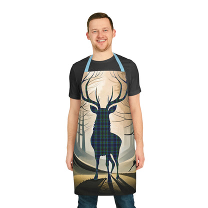 Tartan Stag Woodland Scene Apron - Miller Tartan, Scottish Cooking Apparel, Chef Accessory