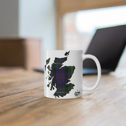 Farquharson Tartan Scotland Map Mug, Coffee Cup, Tea Cup, Scotland, White