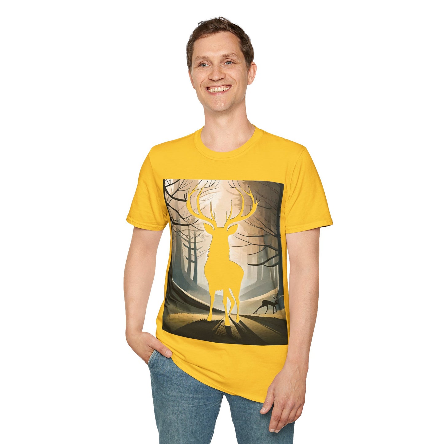 Stag Silhouette Softstyle T-Shirt, Unisex Tee, Scottish Scenery, Various Colours