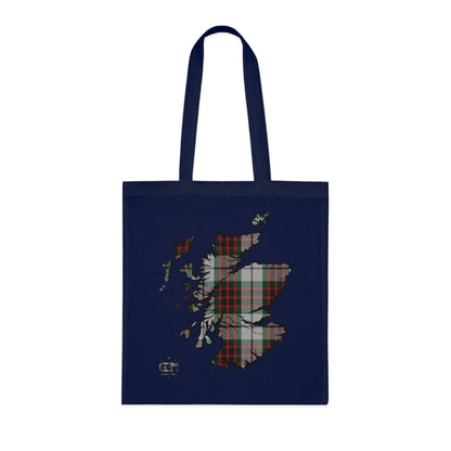 Reversible Scotland Tartan Map Cotton Tote Bag - Fraser Tartan