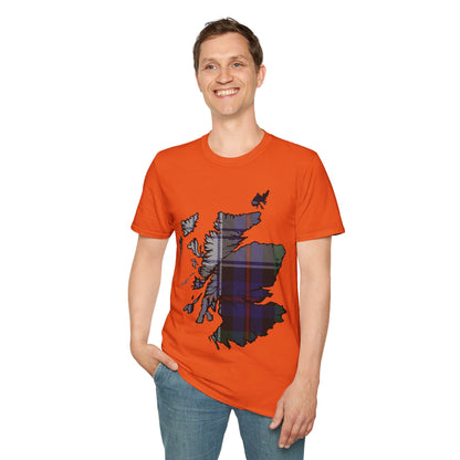 Scotland Tartan Map Softstyle Unisex T-Shirt, Argyle Dress Tartan, Various Colours