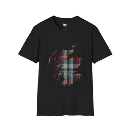 Scotland Tartan Map Softstyle Unisex T-Shirt - Stewart Tartan Tee