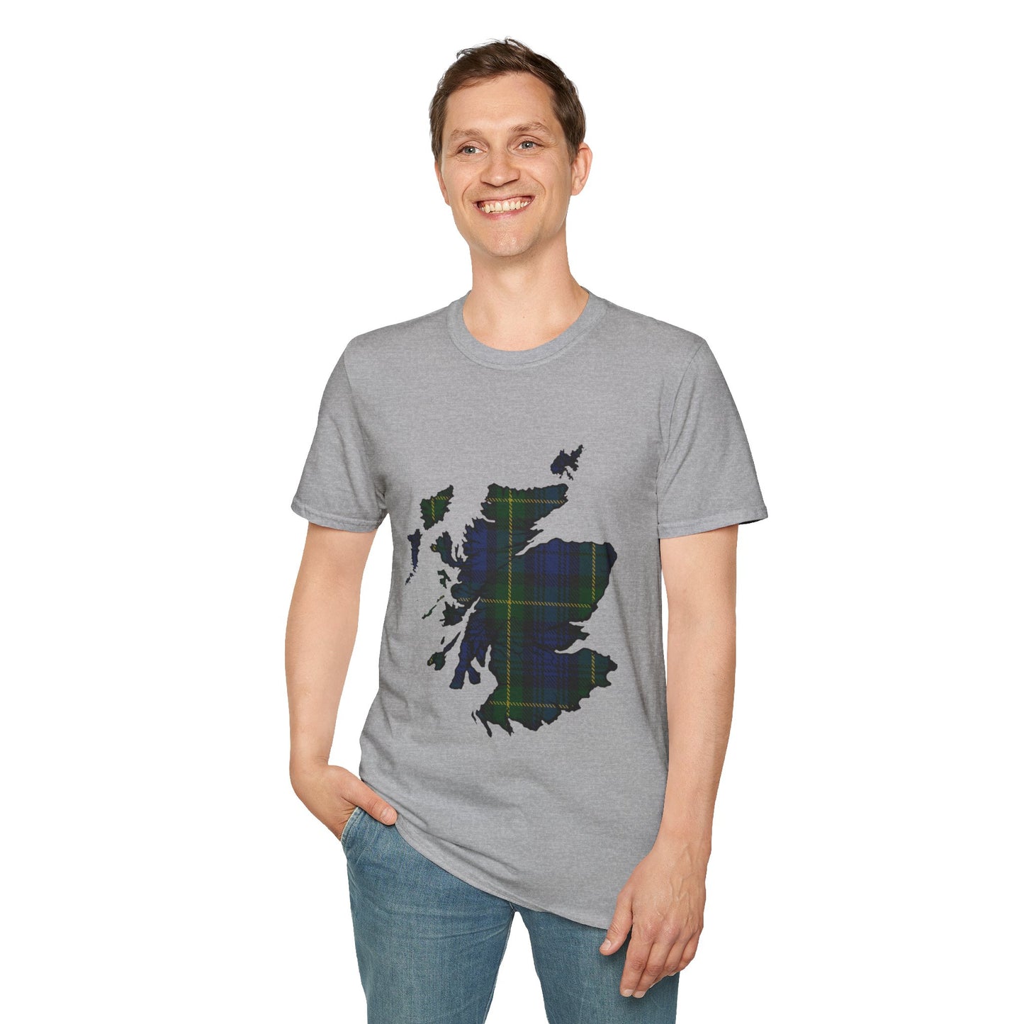 Scotland Tartan Map Softstyle Unisex T-Shirt - Gordon Tartan Tee