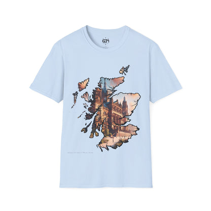 Glasgow Kelvingrove Art Gallery Scotland Map Softstyle T-Shirt, Unisex Tee, Scotland Shirt, Scottish Landmark, Nature, Scenery, Various Colours