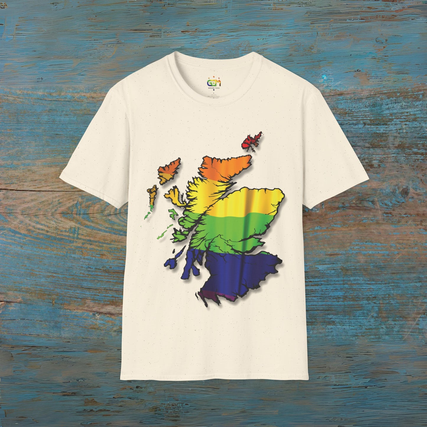 Pride Flag Scotland Map Unisex T-Shirt, Various Colours