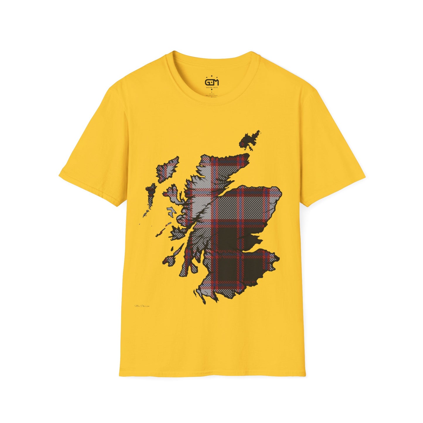 Scotland Tartan Map Softstyle Unisex T-Shirt, MacPherson Tartan, Various Colours