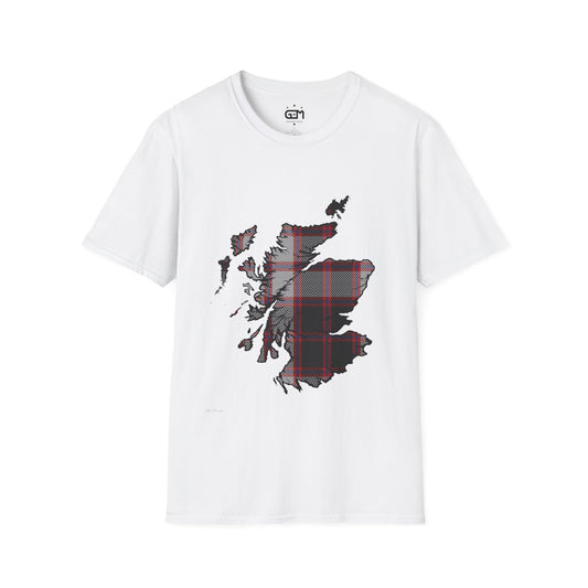 Scotland Tartan Map Softstyle Unisex T-Shirt - MacPherson Tartan Tee