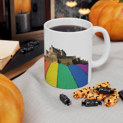 Pride Road Rock Edinburgh Castle Photo Mug, White