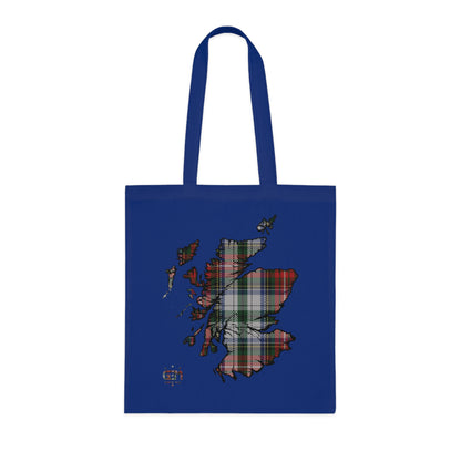 Reversible Scotland Tartan Map Cotton Tote Bag - Stewart Tartan