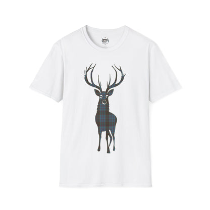 Tartan Stag Softstyle T-Shirt - Anderson Tartan, Unisex Tee, Scottish Scenery, Various Colours