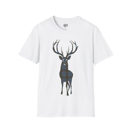 Tartan Stag Softstyle T-Shirt - Anderson Tartan, Unisex Tee, Scottish Scenery, Various Colours