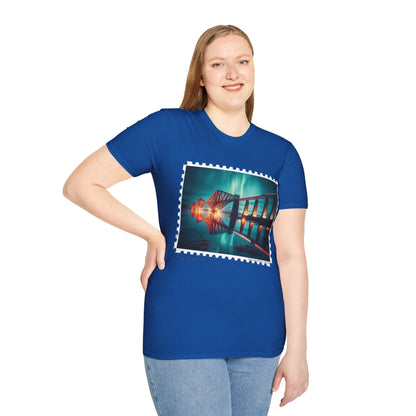 Postcard Forth Rail Bridge Art Softstyle T-Shirt, Unisex Tee, Scotland Shirt, Various Colours