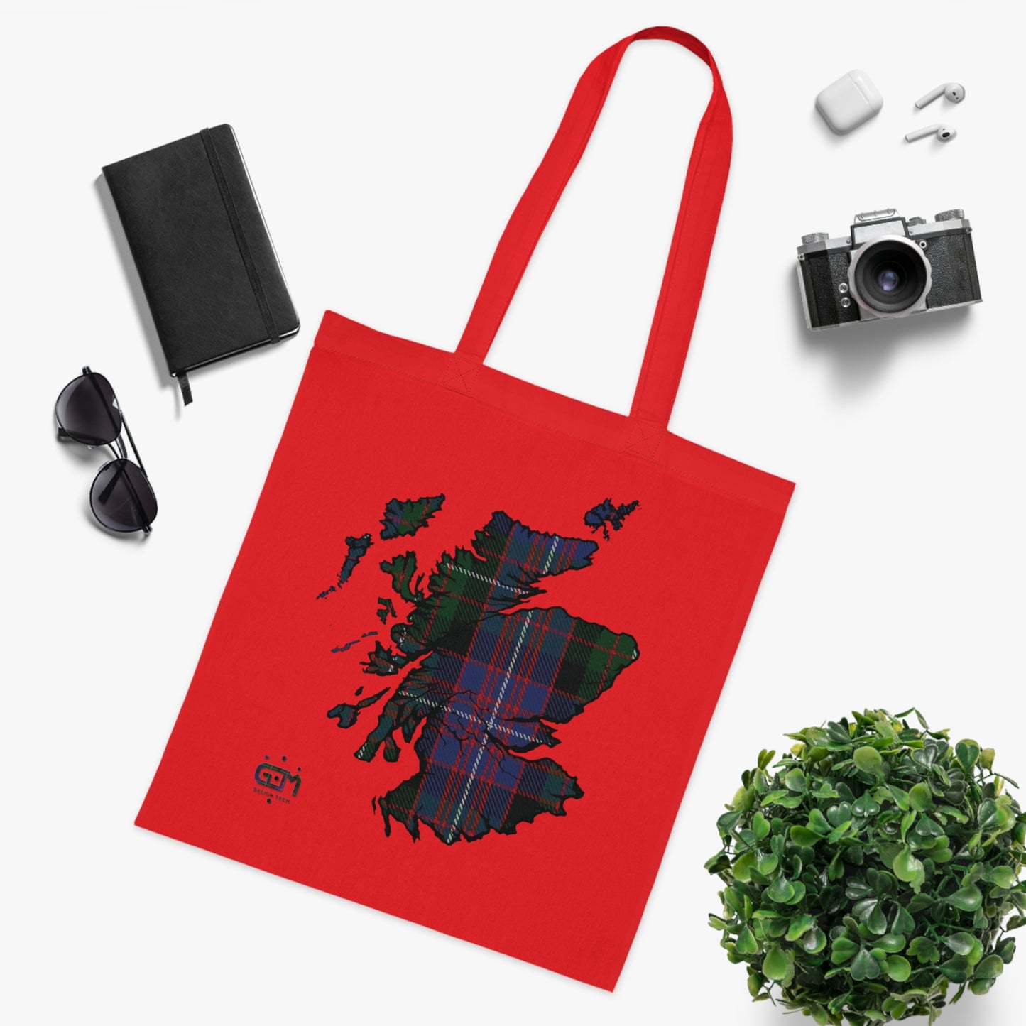 Reversible Scotland Tartan Map Cotton Tote Bag - Rankin Tartan