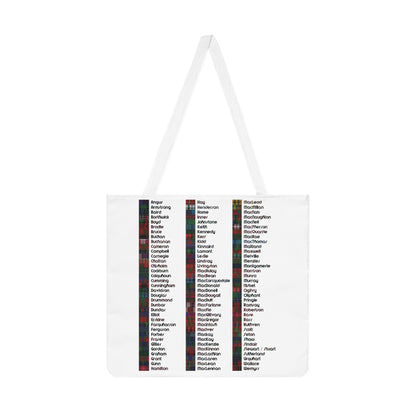 Scotland Map of Clans Tartan Shoulder Tote Bag, White