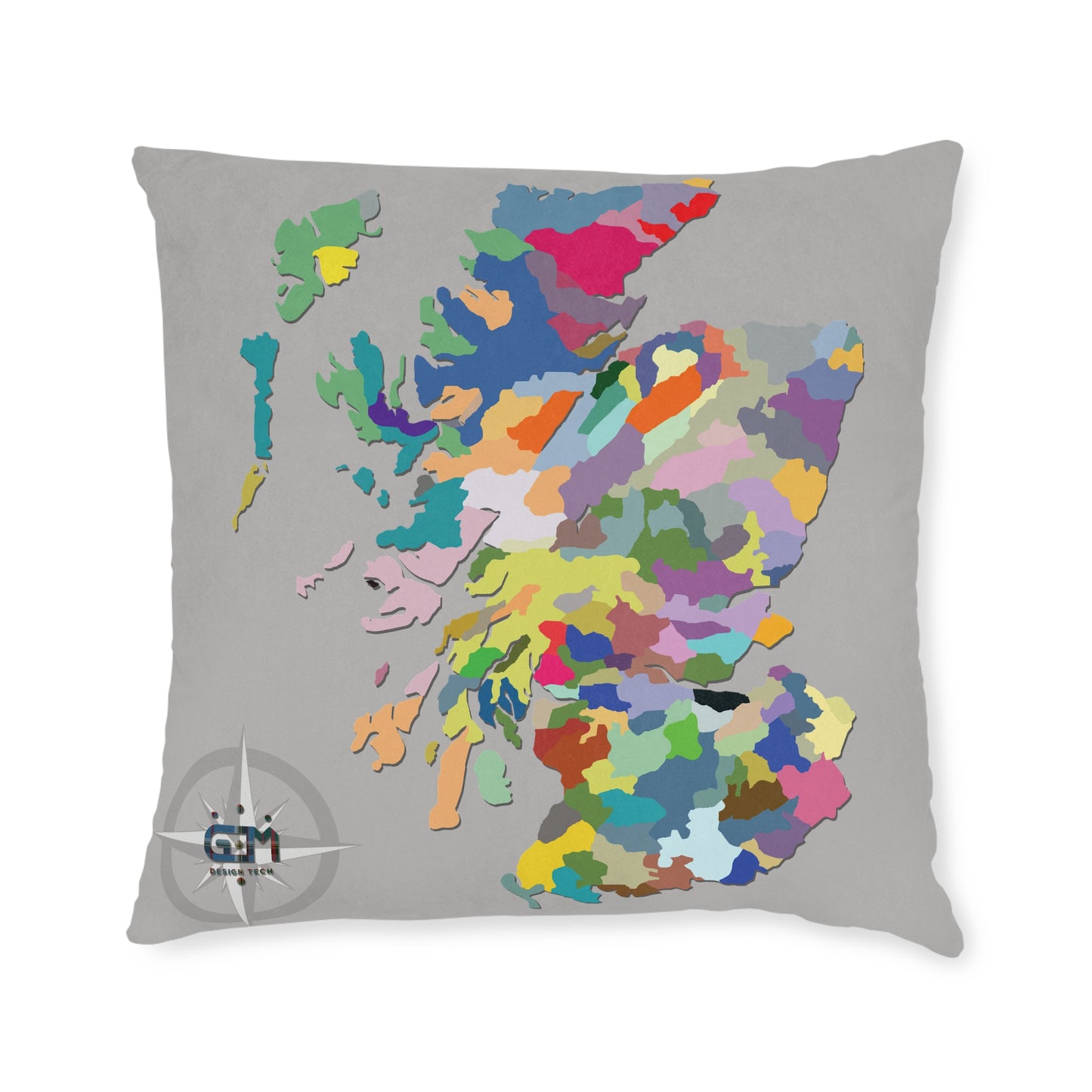 Reversible Square Cushion : Scottish Map of Clans Art, Various Sizes