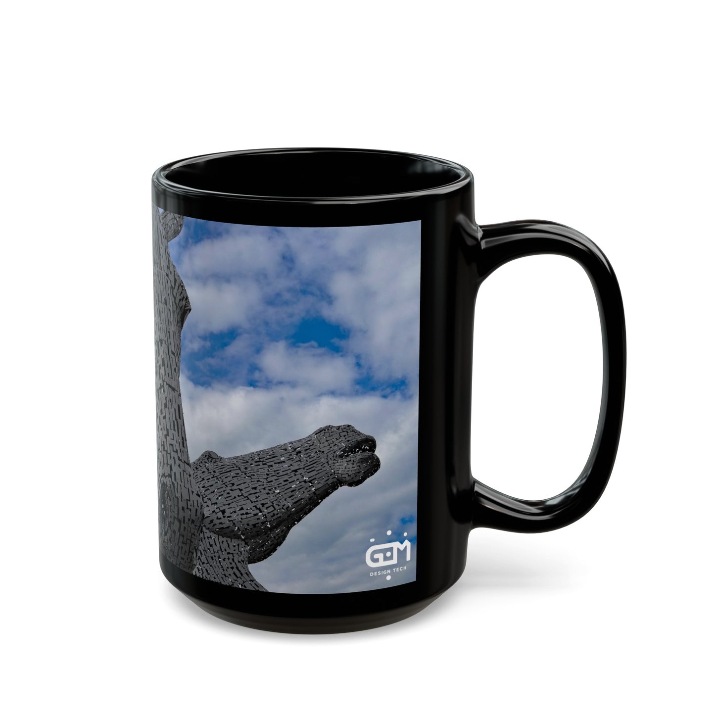 Kelpies Photo Mug, Coffee Cup, Tea Cup, Scottish Art, Scottish Landmarks, Scottish Nature, Black