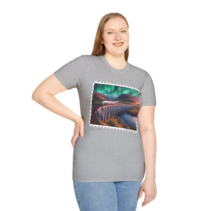 Postcard Glenfinnan Viaduct Art Softstyle T-Shirt, Unisex Tee, Scotland Shirt, Various Colours