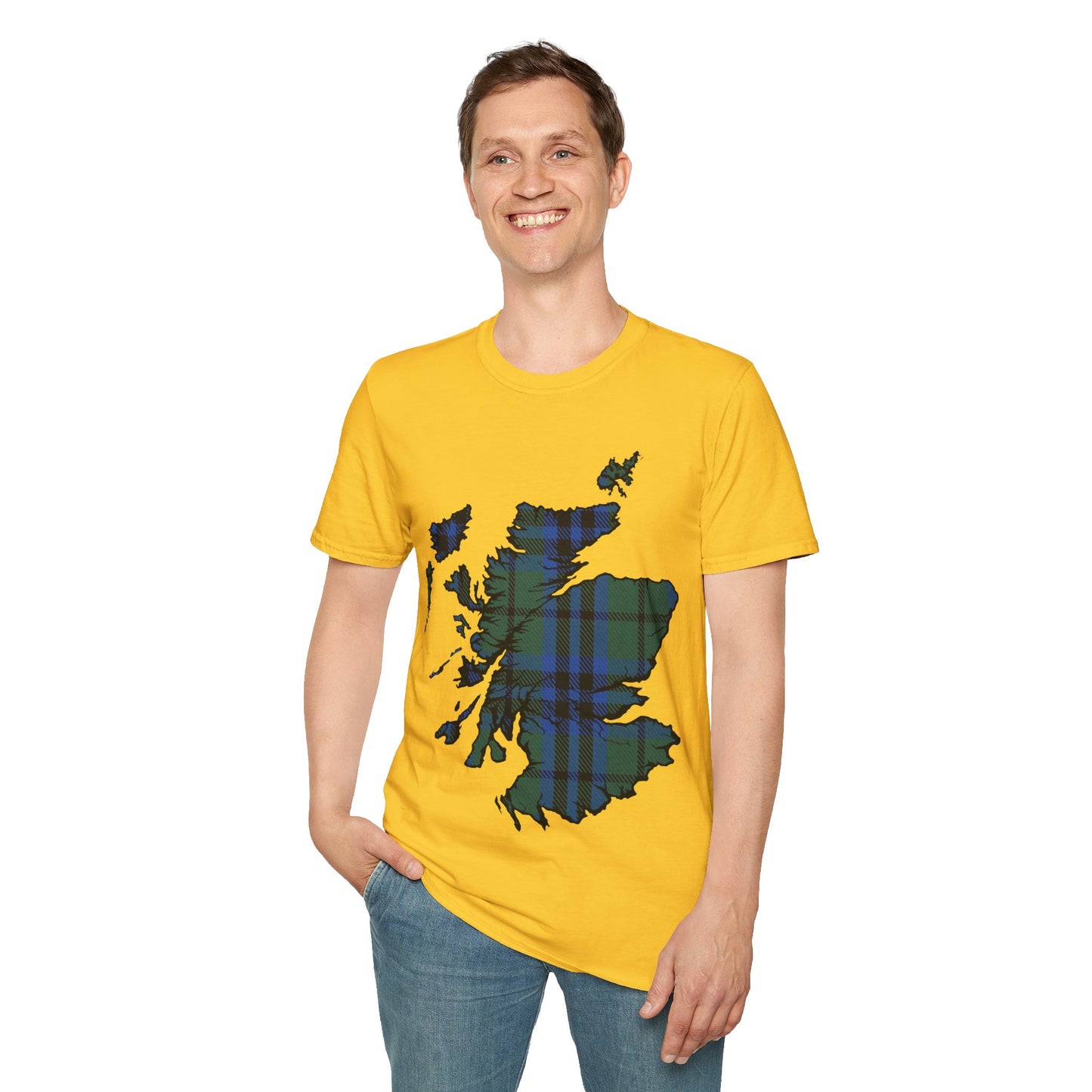 Scotland Tartan Map Softstyle Unisex T-Shirt, Keith Tartan, Various Colours