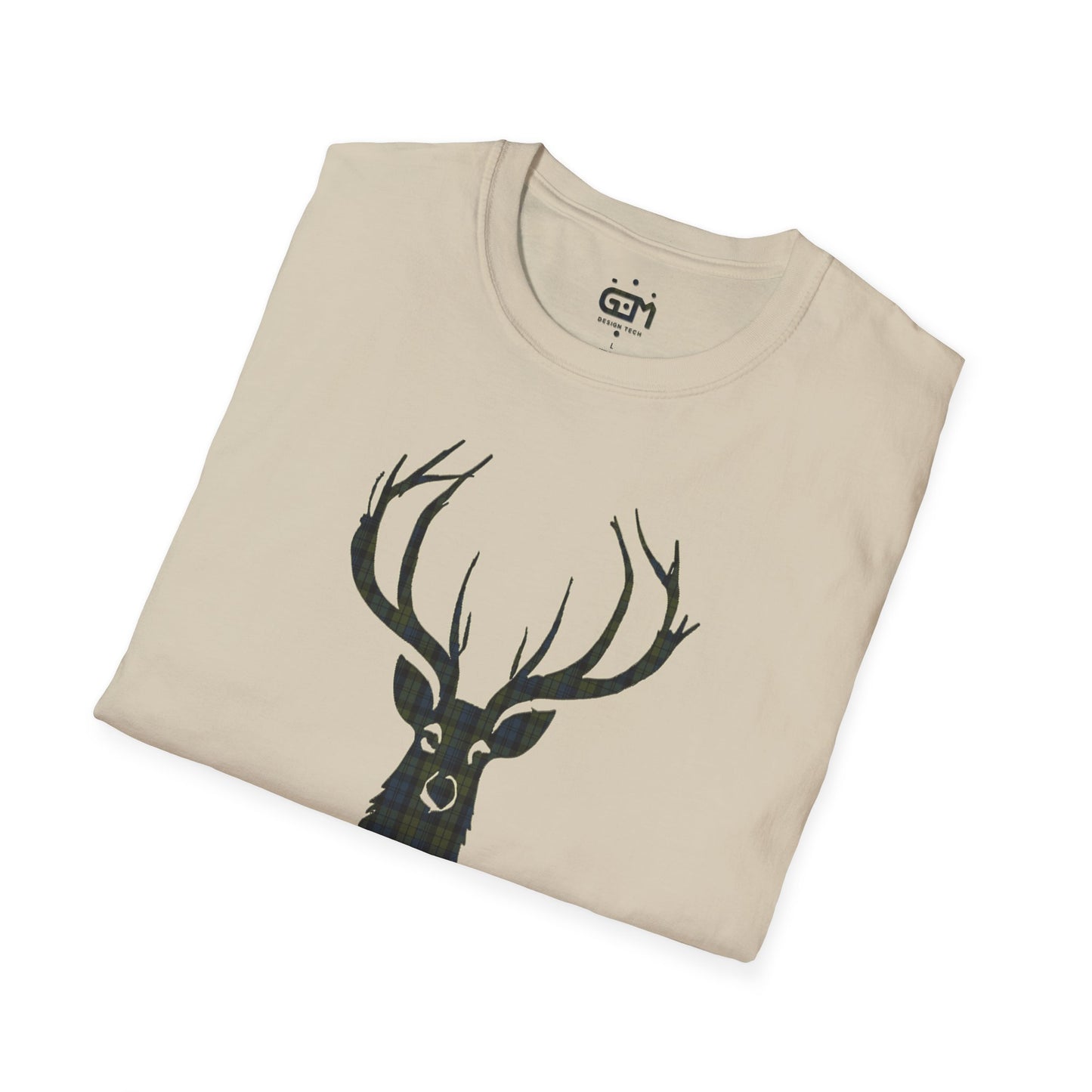 Tartan Stag Softstyle T-Shirt - Campbell Tartan, Unisex Tee, Scottish Scenery, Various Colours