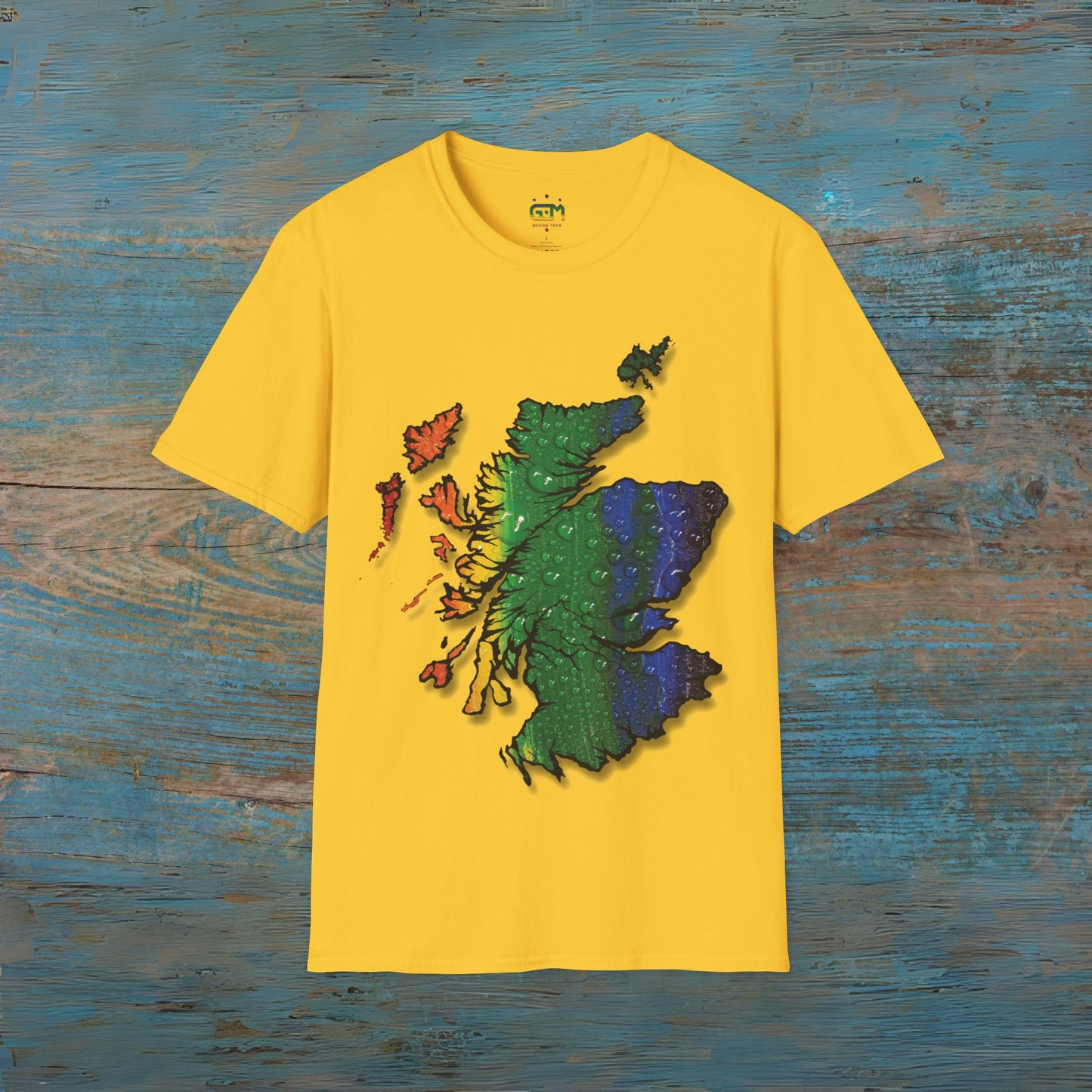 Pride Rain Scotland Map T-shirt unisexe, différentes couleurs