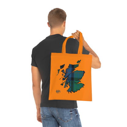 Reversible Scotland Tartan Map Cotton Tote Bag - Flower of Scotland Tartan