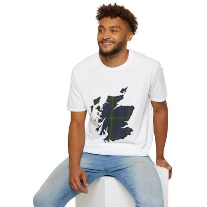 Scotland Tartan Map Softstyle Unisex T-Shirt - Gordon Tartan Tee