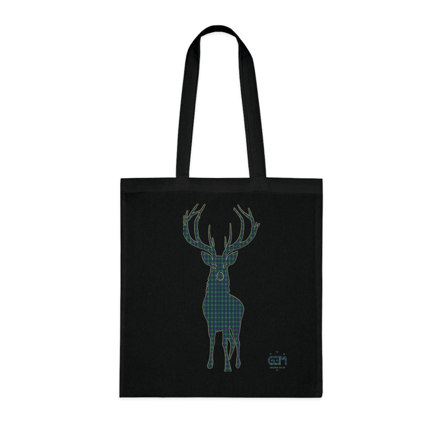 Reversible Scotland Tartan Stag Cotton Tote Bag - Douglas Tartan