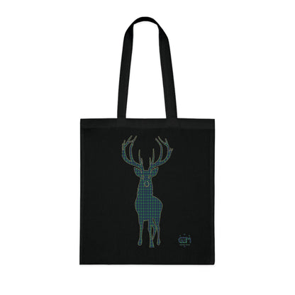 Reversible Scotland Tartan Stag Cotton Tote Bag - Douglas Tartan