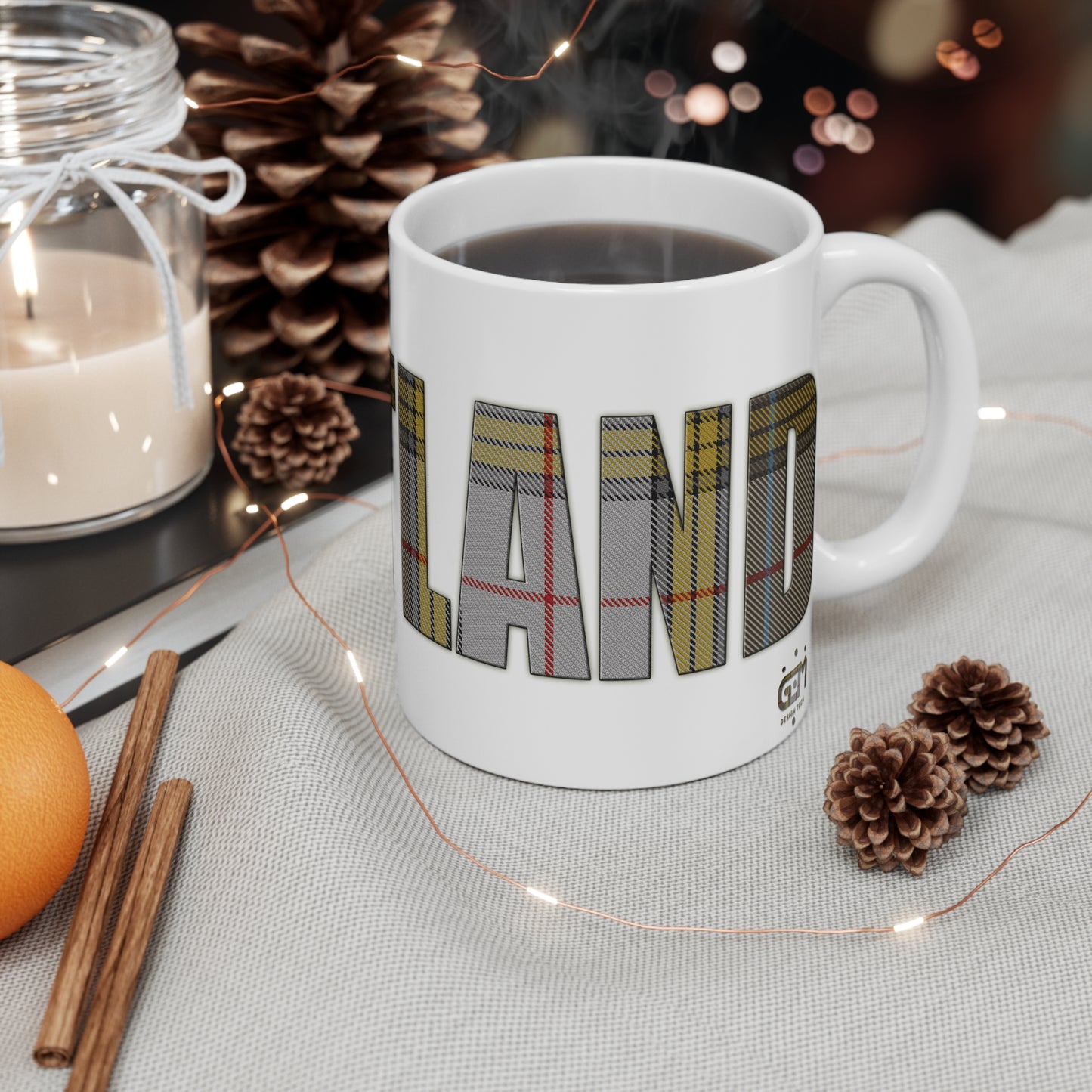 Scotland Lettering Tartan Mug 11oz, Buchanan Tartan