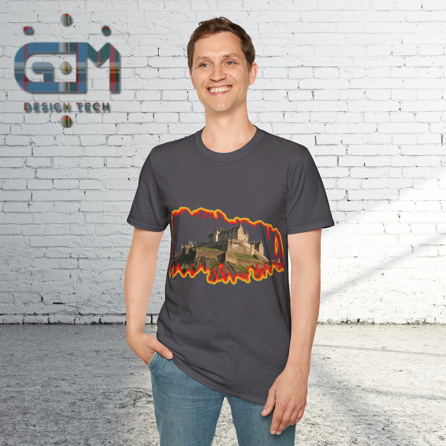 Edinburgh Castle Photo Fire Effect Unisex T-Shirt