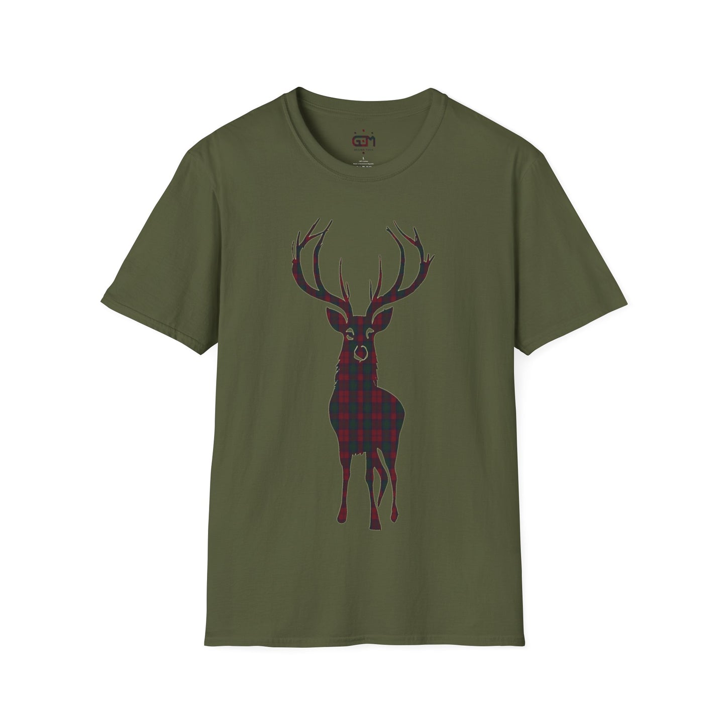 Tartan Stag Softstyle T-Shirt - Lindsay Tartan, Unisex Tee, Scottish Scenery, Various Colours