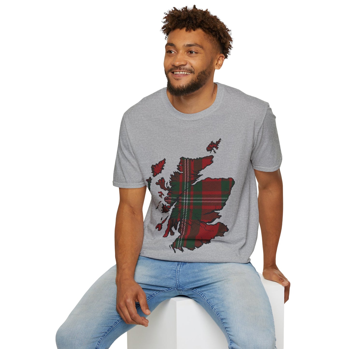 Scotland Tartan Map Softstyle Unisex T-Shirt, MacGregor Tartan, Various Colours