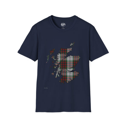 Scotland Tartan Map Softstyle Unisex T-Shirt - Fraser Dress Tartan Tee