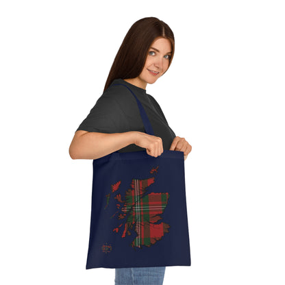 Reversible Scotland Tartan Map Cotton Tote Bag - MacGregor Tartan