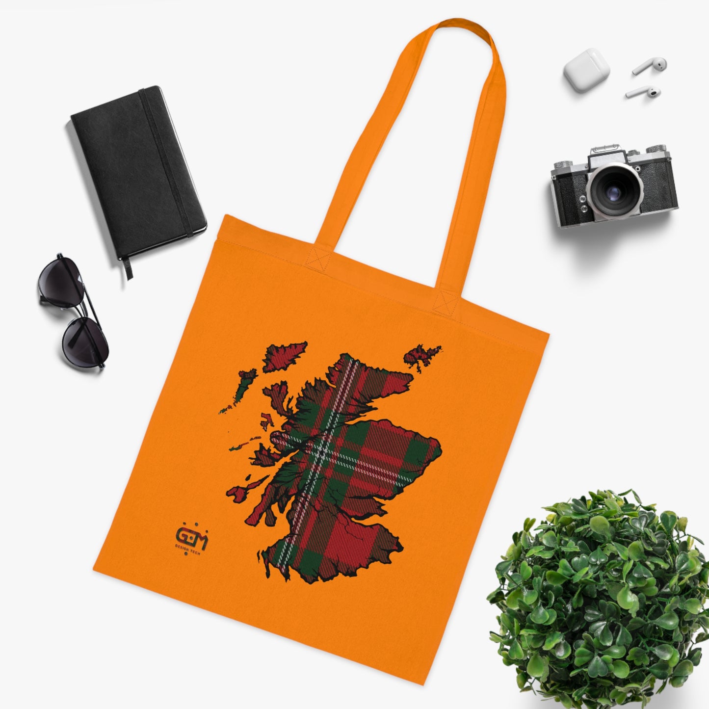 Reversible Scotland Tartan Map Cotton Tote Bag - MacGregor Tartan