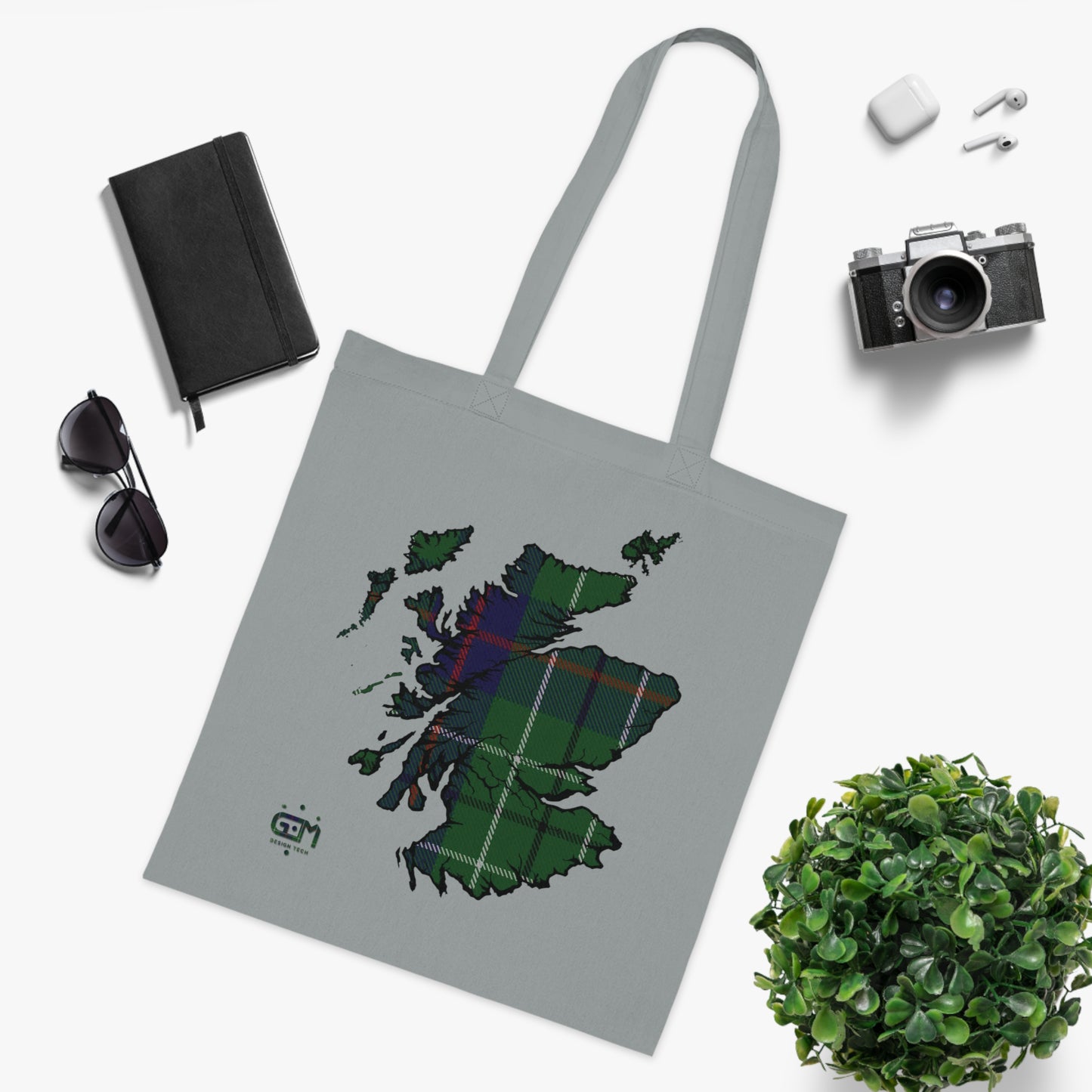 Reversible Scotland Tartan Map Cotton Tote Bag - Duncan Tartan