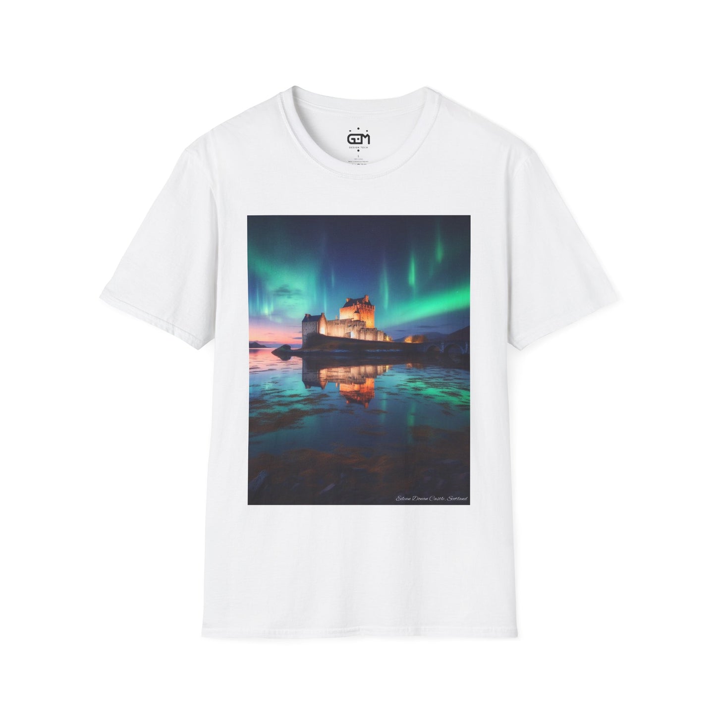 Eilean Donan Castle with Northern Lights Softstyle Unisex T-Shirt, Scotland Tee