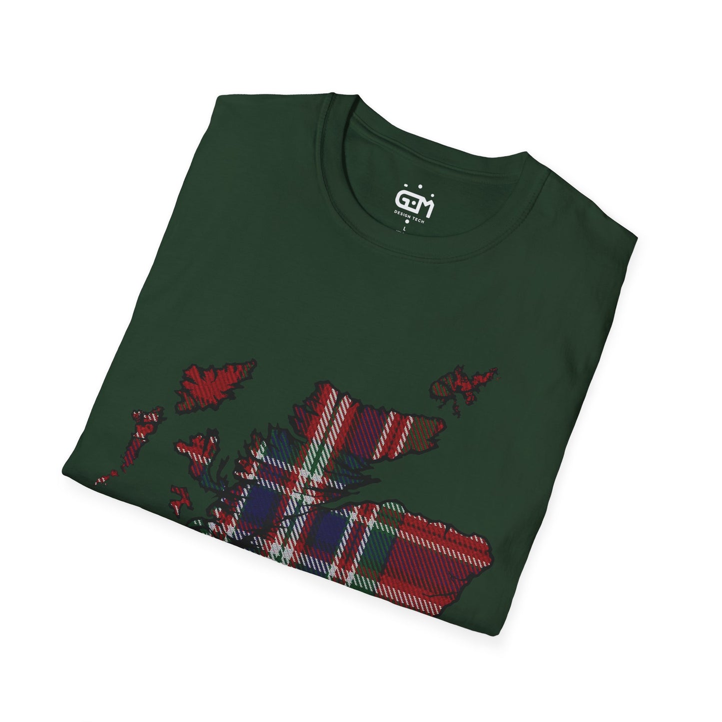 Scotland Tartan Map Softstyle Unisex T-Shirt, MacFarlane Tartan, Various Colours